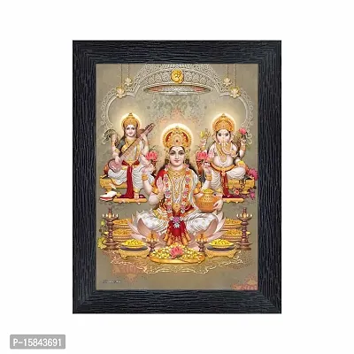 pnf Diwali Puja (laxmiji, Ganeshji,Saraswatiji) Religious Wood Photo Frames with Acrylic Sheet (Glass) for Worship/Pooja(photoframe,Multicolour,6x8inch) 22125