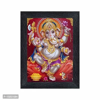 pnf Ganeshji Religious Wood Photo Frames with Acrylic Sheet (Glass) for Worship/Pooja(photoframe,Multicolour,6x8inch)-4885