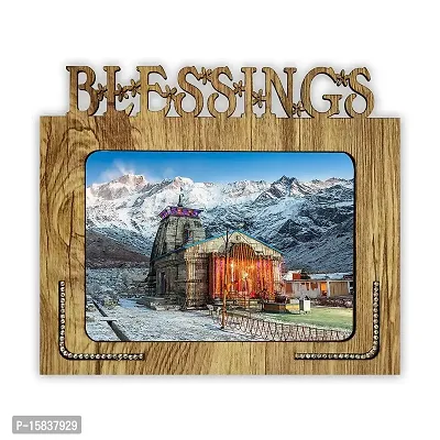 pnf Kedarnath Temple Religious Blessings Hand Crafted Wooden Table photoframe(9 * 7.75inch, Multicolor, MDF)-20789