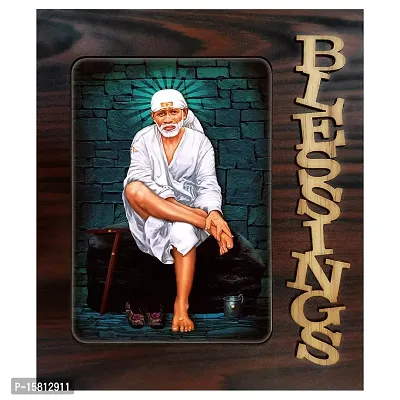 PnF Blessings Hand Crafted Wooden Table with Photo of Sai Baba 17431