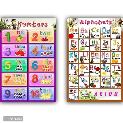 Xpresssion UV Textured Print ABC Alphabet and Numbers 1-10 Charts Educational Rolled Paper Poster (Multicolour, 12x18 Inch) 001-002