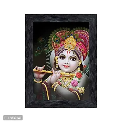 PnF Bal Krishna (Baby) Religious Wood Photo Frames with Acrylic Sheet (Glass) for Worship/Pooja(photoframe,Multicolour,8x6inch)-6379--thumb0