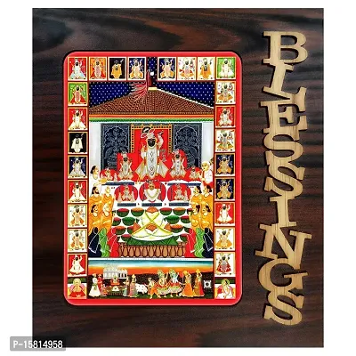 Pnf Blessings Hand Crafted Wooden Table with Photo of Shrinathji Temple Nathdwara 14640