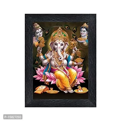 PnF Ganeshji Religious Wood Photo Frames with Acrylic Sheet (Glass) for Worship/Pooja(photoframe,Multicolour,8x6inch)-20136-thumb0