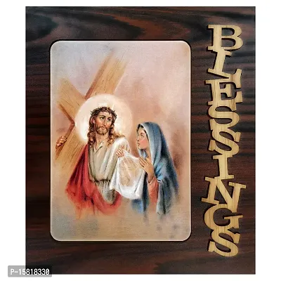 PnF Blessings Hand Crafted Wooden Table with Photo of Lord Jesus 9045