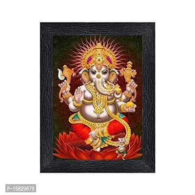 PnF Ganeshji Religious Wood Photo Frames with Acrylic Sheet (Glass) for Worship/Pooja(photoframe,Multicolour,8x6inch)-20114