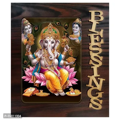 PnF Blessings Hand Crafted Wooden Table with Photo of Ganeshji 20136