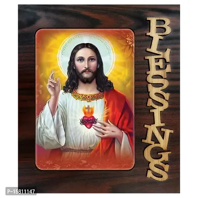 PnF Blessings Hand Crafted Wooden Table with Photo of Lord Jesus 22523