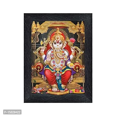 PnF Ganeshji Religious Wood Photo Frames with Acrylic Sheet (Glass) for Worship/Pooja(photoframe,Multicolour,8x6inch)-20157