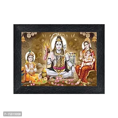 Generic Bhole Nath parivar (Maa Parvati, Ganesh, Kartikey and Shiv Shankar) Religious Wood Photo Frames(photoframe,Multicolour,8x6inch)-13467, Medium (PNF-13467-photoframe-5x7)-thumb0