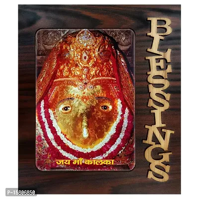 PnF Blessings Hand Crafted Wooden Table with Photo of Kalkaji MATA Delhi 4915