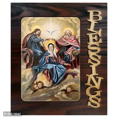 PnF Blessings Hand Crafted Wooden Table with Photo of Lord Jesus 8101-thumb0