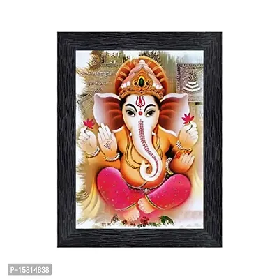 PnF Ganeshji Religious Wood Photo Frames with Acrylic Sheet (Glass) for Worship/Pooja(photoframe,Multicolour,8x6inch)-20363