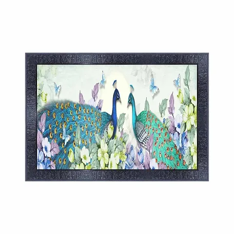 pnf Peacock Wall Painting Synthetic frame with Acrylic Sheet (Glass) 27501-(10 * 14inch,Multicolour,Synthetic)