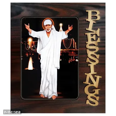 PnF Blessings Hand Crafted Wooden Table with Photo of Sai Baba 20272