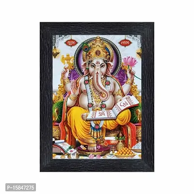pnf Ganeshji Religious Wood Photo Frames with Acrylic Sheet (Glass) for Worship/Pooja(photoframe,Multicolour,6x8inch)-20367