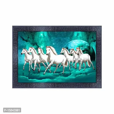 pnf Vastu Seven (7) Horse Frames Wood Photo Frames with Acrylic Sheet (Glass) 14077-(10 * 14inch,Multicolour,Synthetic)