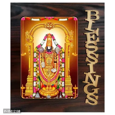 PnF Blessings Hand Crafted Wooden Table with Photo of Tirupati Balaji - Lord Venkateswara 22363