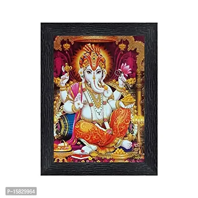 PnF Ganeshji Religious Wood Photo Frames with Acrylic Sheet (Glass) for Worship/Pooja(photoframe,Multicolour,8x6inch)-4883