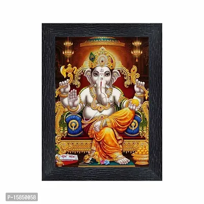 pnf Ganeshji Religious Wood Photo Frames with Acrylic Sheet (Glass) for Worship/Pooja(photoframe,Multicolour,6x8inch)-20126