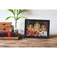 PnF Diwali Puja (laxmiji, Ganeshji,Saraswatiji) Religious Wood Photo Frames with Acrylic Sheet (Glass) for Worship/Pooja(photoframe,Multicolour,8x6inch) 20431 ,, Wall Mount-thumb1