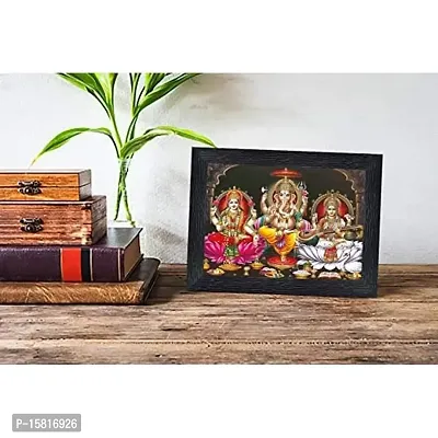 PnF Diwali Puja (laxmiji, Ganeshji,Saraswatiji) Religious Wood Photo Frames with Acrylic Sheet (Glass) for Worship/Pooja(photoframe,Multicolour,8x6inch) 20431 ,, Wall Mount-thumb2