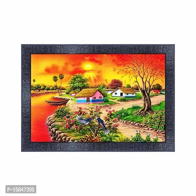 pnf Landscape hand painting scenery art Wood Frames with Acrylic Sheet (Glass) 16879-(10 * 14inch,Multicolour,Synthetic)