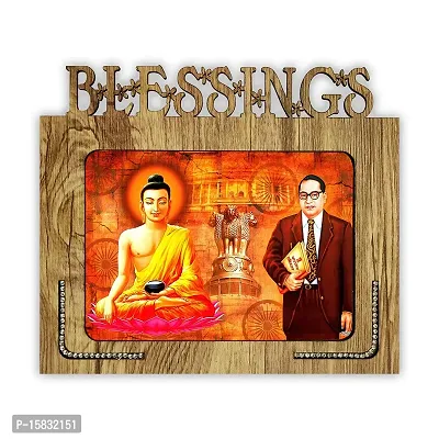 pnf Dr. B. R. Ambedkar ad Buddha Wood Photo Frames with Acrylic Sheet (Glass)(9 * 7.75inch, Multicolor, MDF)-17501-thumb0