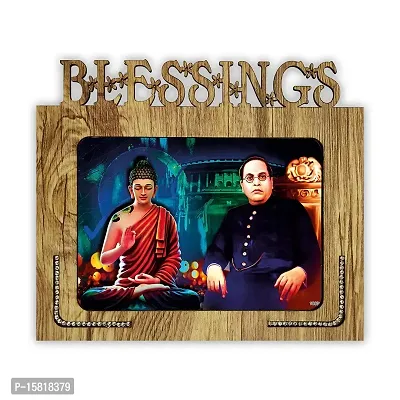 pnf Dr. B. R. Ambedkar ad Buddha Wood Photo Frames with Acrylic Sheet (Glass)(9 * 7.75inch, Multicolor, MDF)-19834