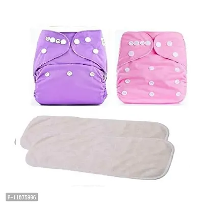 PSF-SAKHI Babies Reusable Cloth Diaper Nappy with 4 Wet Free Four Layer Inserts Pads for Day and Night(0-2 Year)