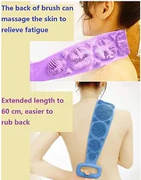 Silicon Body Back Scrubber Belt, Dual/Double Side Skin Bathing Brush for Skin Deep Cleaning Massage, Dead Skin Removal Exfoliating Belt for Shower, Easy to Clean, Lathers Well, Faoming Belt-thumb4