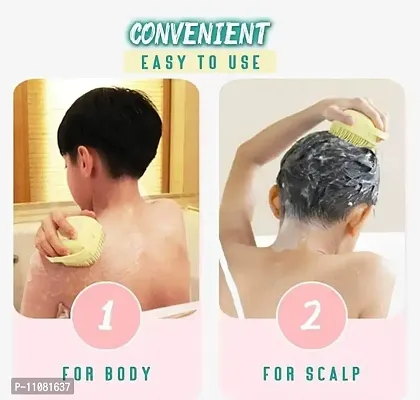 Unique Sales Silicone Body Massage Bath Scrub/Brush for Cleaning Hair, Scalp, Bathing, Cleanser, Washer, Massager for Shampoo, Soap Dispenser-thumb3