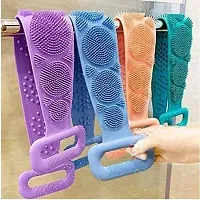 Silicon Body Back Scrubber Belt, Dual/Double Side Skin Bathing Brush for Skin Deep Cleaning Massage, Dead Skin Removal Exfoliating Belt for Shower, Easy to Clean, Lathers Well, Faoming Belt-thumb1