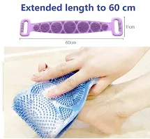 Silicon Body Back Scrubber Belt, Dual/Double Side Skin Bathing Brush for Skin Deep Cleaning Massage, Dead Skin Removal Exfoliating Belt for Shower, Easy to Clean, Lathers Well, Faoming Belt-thumb2