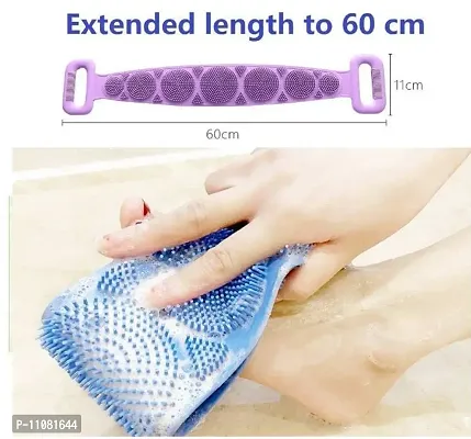 Silicon Body Back Scrubber Belt, Dual/Double Side Skin Bathing Brush for Skin Deep Cleaning Massage, Dead Skin Removal Exfoliating Belt for Shower, Easy to Clean, Lathers Well, Faoming Belt-thumb3