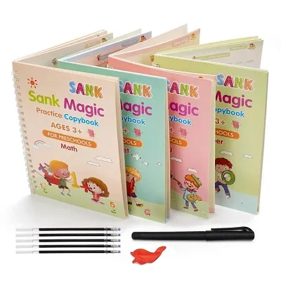 unique  sank book (4 Book + 5 Refill) Calligraphy Books for Kids, Sank Magic Practice Copy Book for Kids, Magical Book for Kids Writing,  Practice Book,