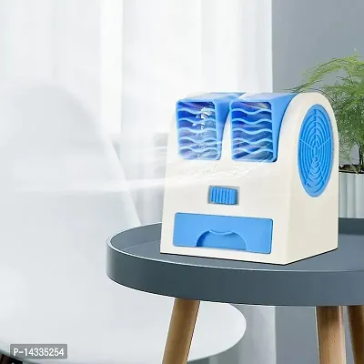 blue /green coloer Mini AC USB Battery Operated Air Conditioner Mini Water Air Cooler Cooling Fan Duel Blower with an Ice Chamber Perfect for,Home, Kitchen,Study etc.-thumb0