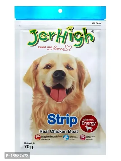 Jerhigh Chicken Dog Treats, Human Grade High Protein Chicken, 70+70 G 2 ZIP
