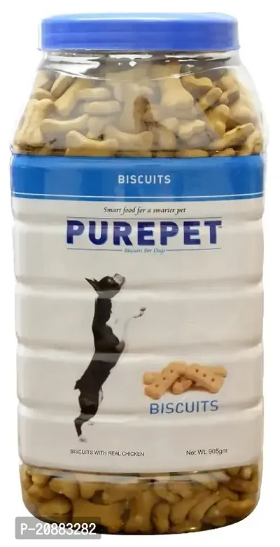 Purepet Milk Flavour, Real Chicken Biscuit, Dog Treats For All Life Stages - Jar, 800G