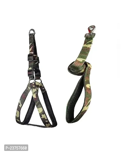 Nylon Premium Dog Harness and Padded Leash Set-Stylish  Color -1ARMY (0.50