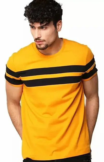 Polo Plus Men Multicolors with Cut and Sew Double Stripe Half Sleeve T-Shirt