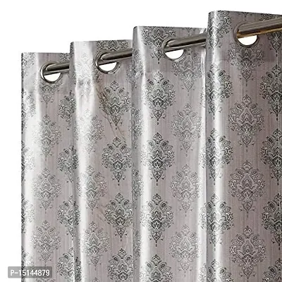 MEGA CART HOME Polyester Print Room Darkening Elegant Curtains Pack of 1 ||4x5 Feet (Grey)