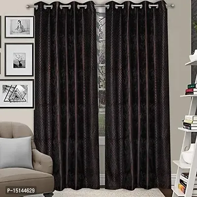 MEGA CART HOME Attractive Heavy Long Crush Punching Tree Coffee Window Curtains Set of 2|| 5ft-thumb2