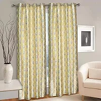 MEGA CART HOME Polyester Print Room Darkening Elegant Curtains Pack of 1 ||4x6 Feet (Yellow)-thumb1