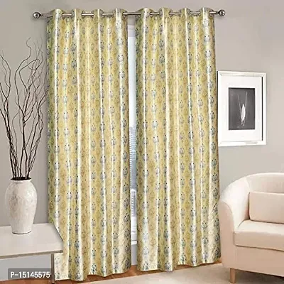 MEGA CART HOME Polyester Print Room Darkening Elegant Curtains Pack of 1 ||4x6 Feet (Yellow)-thumb2