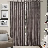 MEGA CART HOME Soft Polyester Tree Punch Grey Curtain for Long Door Set of 1||4x9 Feet-thumb2