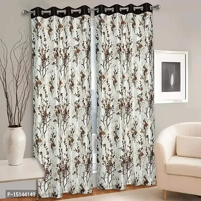 MEGA CART HOME Heavy Polyester Floral 5Ft Window Curtain, Printed Drapes Grommet Room Darkening Panel Eyelet Use for Home/Office, Living Room - Pack of 2-thumb2