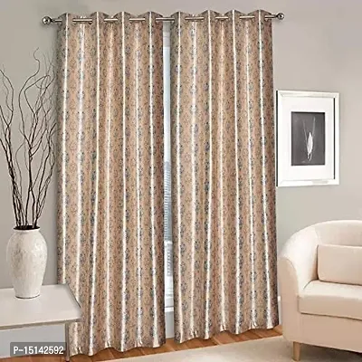 MEGA CART HOME Polyester Print Room Darkening Elegant Curtains Pack of 1 ||4x6 Feet (Brown)-thumb2