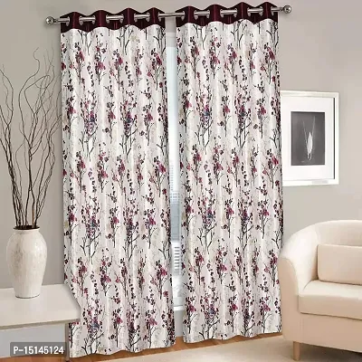 MEGA CART HOME Heavy Polyester Floral 5Ft Window Curtain, Printed Drapes Grommet Room Darkening Panel Eyelet Use for Home/Office, Living Room - Pack of 2-thumb2