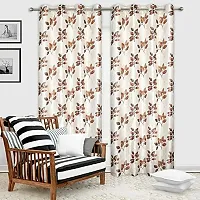 Mega Cart Home Polyester Semi Sheer 6Ft Window Curtains Set of 2 Grommet Eyelet Panel Drapes for Living Room Bedroom for Home D?cor, 4x6 Feet, Brown-thumb1